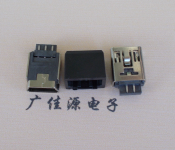 石碣镇MINI USB 5Pin接口 带护套焊线母座 B型180度铜壳