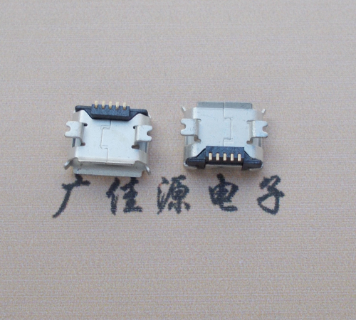 石碣镇Micro USB 5PIN接口,B型垫高0.9mm鱼叉脚贴片雾锡卷边
